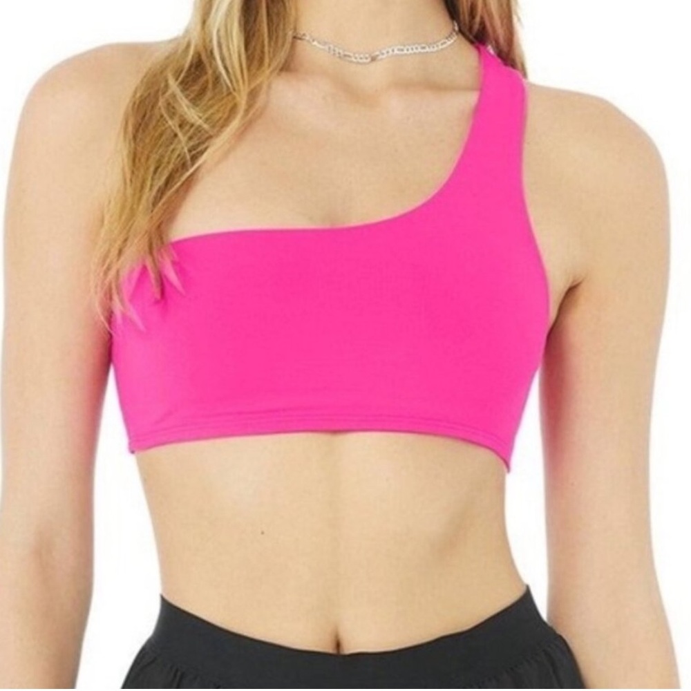 Alo Yoga Vibrant Pink One Shoulder Sports Bra - Picture 4 of 4